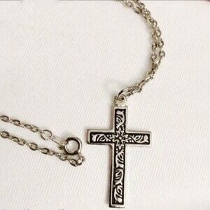 Silver Tone Cross Necklace